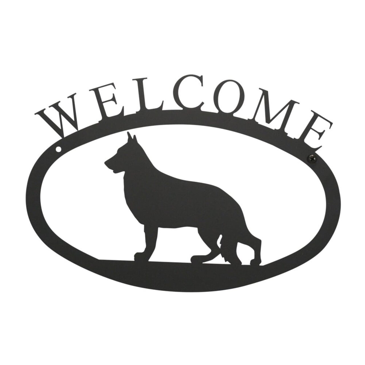 Village Wrought Iron Home Wall Decorative Indoor Black German Shepherd - Welcome Sign Small